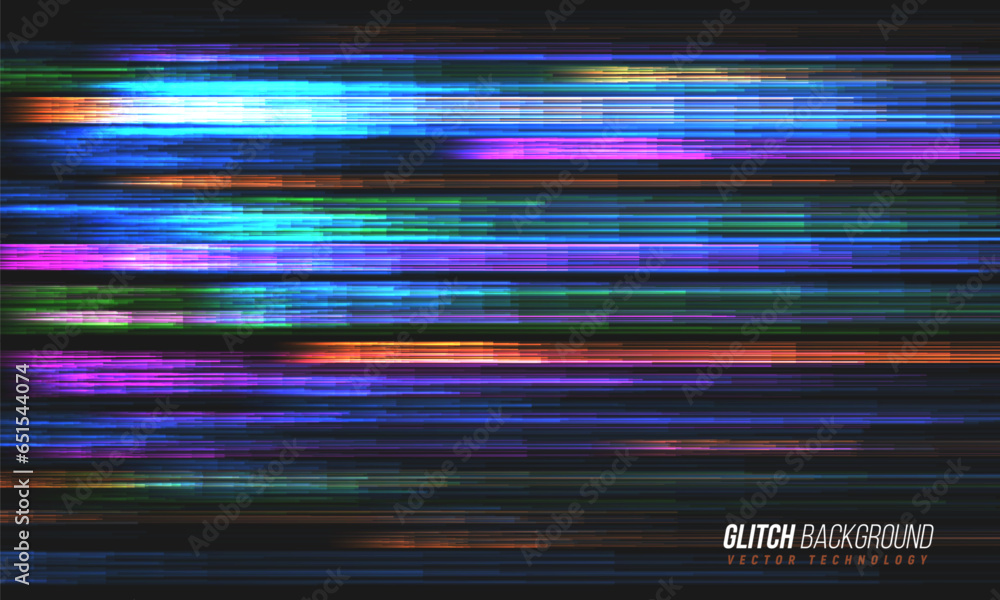 Poster glitch background. abstract noise effect, error signal, television technical problem. vector illustr