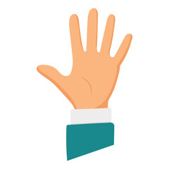 Hand icon. Drawn in flat style. Male hand open palm. Vector.

