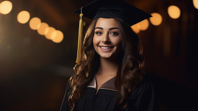 Fotografia, uma jovem em uma cerim&ocirc;nia de formatura de faculdade