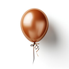 Copper helium balloon isolated on white background. Brown balloon with a string. Blow up balloon...