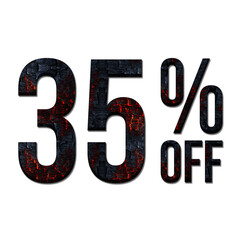 35 Percent Discount Offers Tag with Burned Wood Style Design