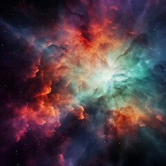 Obraz premium space, nebula, galaxy, star, supernova, universe, astronomy, cosmos, light, deep space, cloud, night, heaven, big bang, ganerative AI