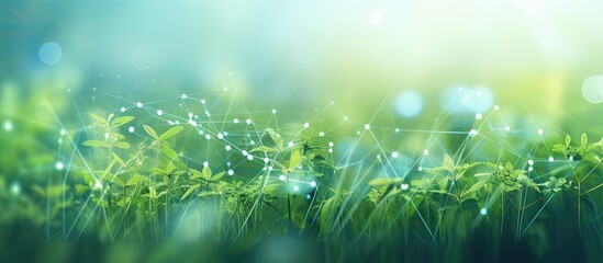 AI technology IOT and sustainable energy logo with blurred nature background Concept of agriculture ecology and alternative medicine