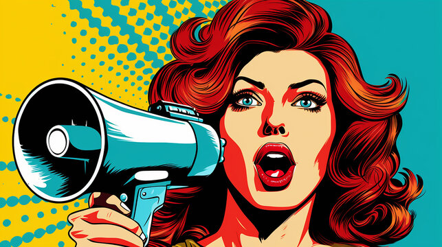 garota pop art com megafone