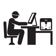 Computer technology icon symbol vector image. Illustration of the dekstop monitor display design image