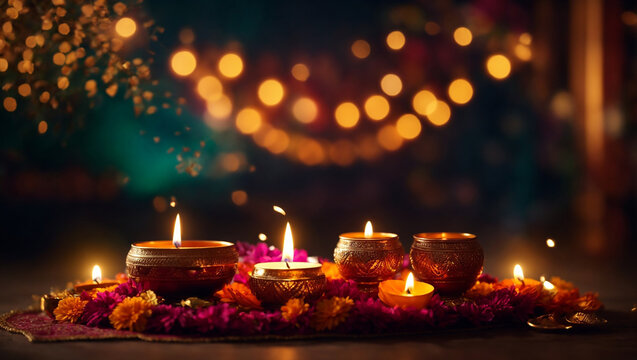 Beautiful Diwali Diya Banner