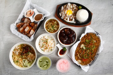 Freshly cooked assorted Filipino food