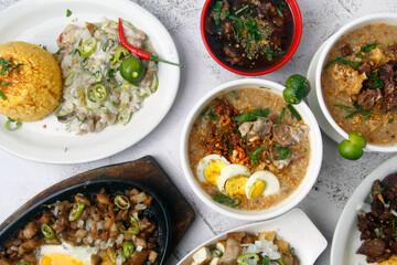 Freshly cooked assorted Filipino food