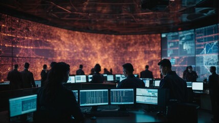 The power of digital technology with a focus on a software engineer utilizing a computer with lines of code, data analysis, and AI algorithms to improve business operations