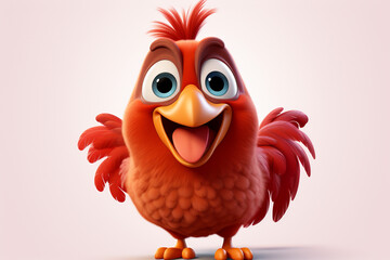 3d rendered illustration of a chicken cartoon character with a funny expression