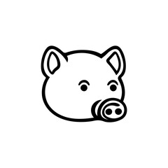 Pig Head flat design. cute animal vector.