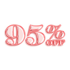 95 Percent Discount Offers Tag with Rose Gold Style Design