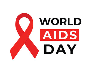 world aids day december 1 banner with red ribbon

