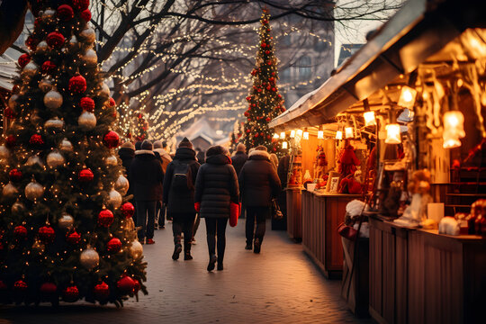 Enchanting Christmas Market: Snowfall, Carolers, and Joyous Skating
