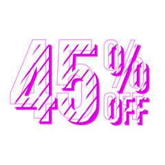 45 Percent Discount Offers Tag with Stripe Style Design