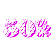 50 Percent Discount Offers Tag with Stripe Style Design