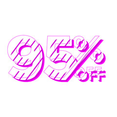 95 Percent Discount Offers Tag with Stripe Style Design