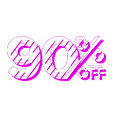 90 Percent Discount Offers Tag with Stripe Style Design