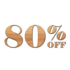 80 Percent Discount Offers Tag with Oak Style Design