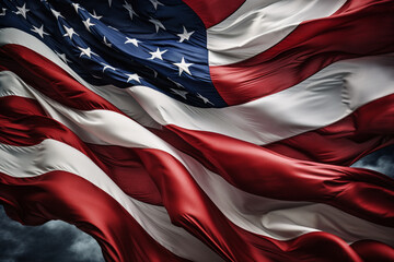 Closeup of UAS flag in the wind.