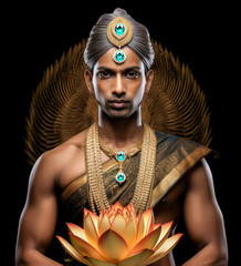 Portrait of an Indian man dressed as an Indian god | 5800 x 8200 px