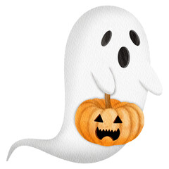 Halloween White Ghost Watercolor..