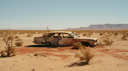 Verlassenes Auto in der Wüste