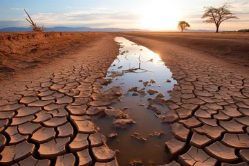 Deurstickers droughts season in a shrinking river during el nino, climate change concept © Rekalawa