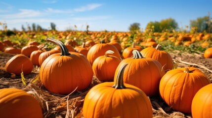 Pumpkins in a field