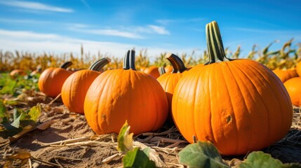 Pumpkins on a field