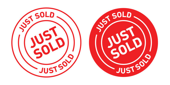 Just sold rounded vector symbol set on white background