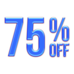 75 Percent Discount Offers Tag with Blue Glosse Style Design