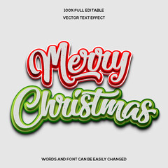 Merry Christmas 3d Editable text effect vector
