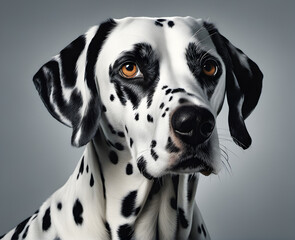 dalmatian close up. Professional studio portrait of a dalmatian dog. generative AI