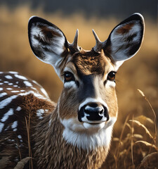 european fallow deer close up. Professional studio portrait of a deer. generative AI