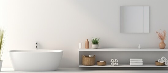 Fototapeta na wymiar Blurry product display template with bathroom interior background