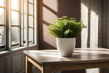  An indoor plant in a white ceramic pot