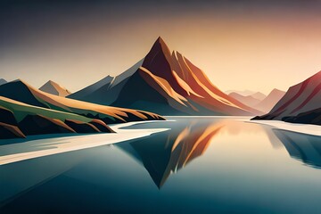 Beautiful,hand-painted, abstract, and vector illustrations of a landscape
