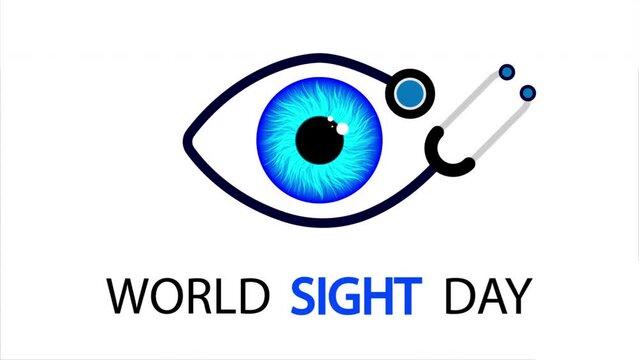 Sight day world WSD eye and phonendoscope, art video illustration.