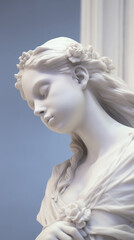 若く美しい女性の白い大理石の彫像