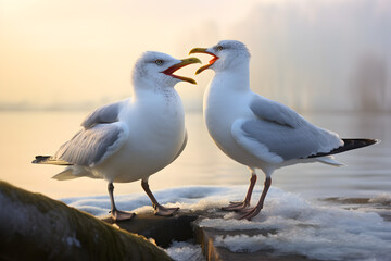 Obraz premium seagulls on the beach