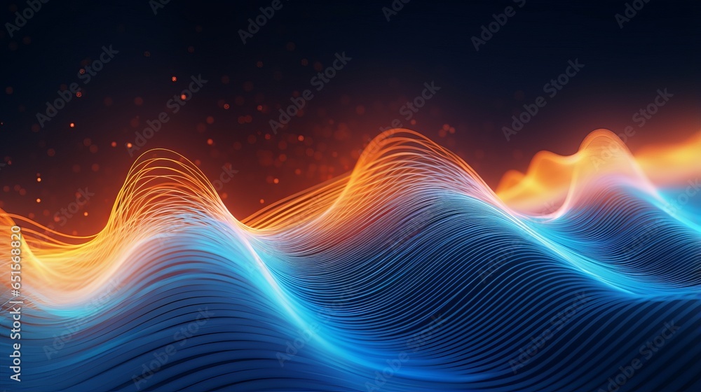 Poster dynamic futuristic technology wave in abstract digital background - 3d rendering
