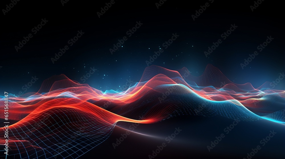 Poster dynamic futuristic technology wave in abstract digital background - 3d rendering