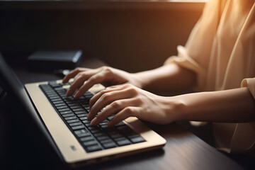 Female hands typing on laptop keyboard 1