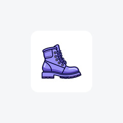 Stylish Purple Boots Shoes and footwear Flat Color Icon set isolated on white background flat color vector illustration Pixel perfect