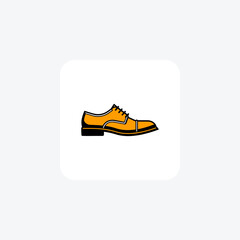 Yellow Cap Toe Shoes and footwear Flat Color Icon set isolated on white background flat color vector illustration Pixel perfect