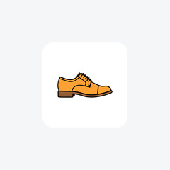 Golden Derby Shoes and footwear Flat Color Icon set isolated on white background flat color vector illustration Pixel perfect