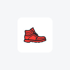 Red Driving Shoes And footwear Flat Color Icon set isolated on white background flat color vector illustration Pixel perfect