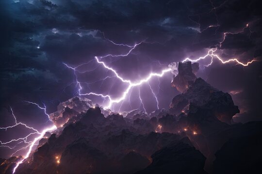 closeup Lightning rays electrical glow energy. ai generative
