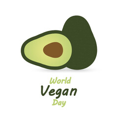 Vegan day world avocado, vector art illustration.